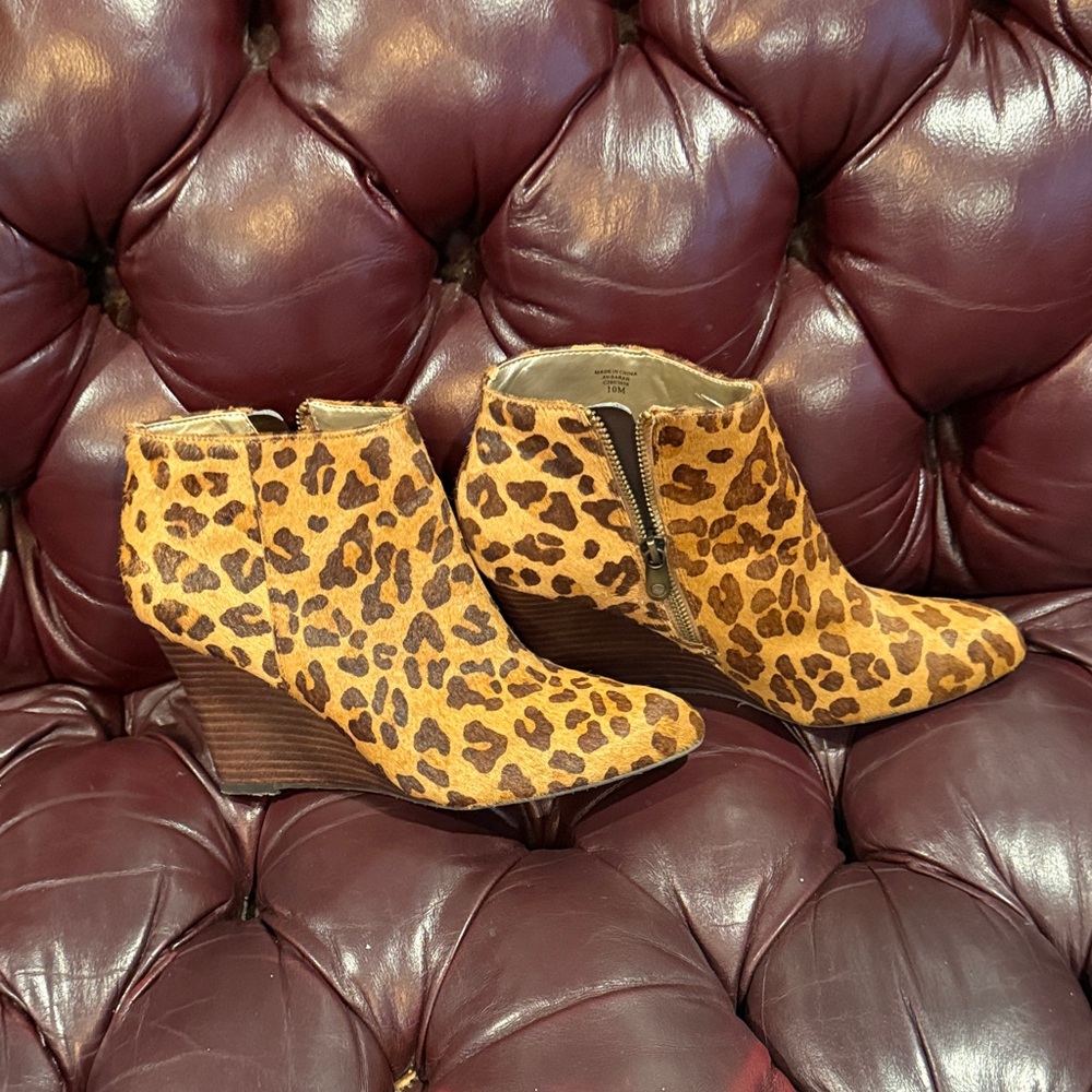 Adrienne Vittadini Leopard Print Ankle Booties